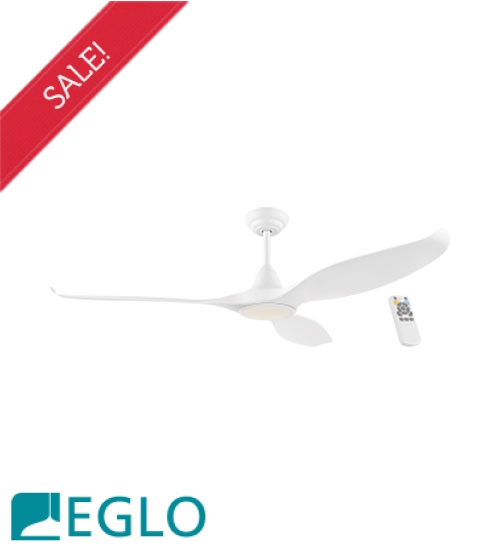 Eglo Noosa DC Motor 3 ABS Blade 60” Ceiling Fan with Dimmable Tricolour LED Light & Remote Control - White